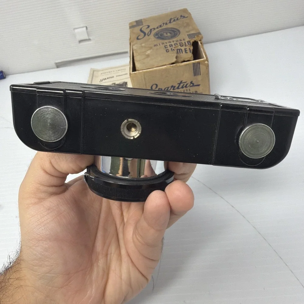 Spartus Falcon Bakelite Miniature 127 Film Camera Utility Mfg W/ Box And Manual